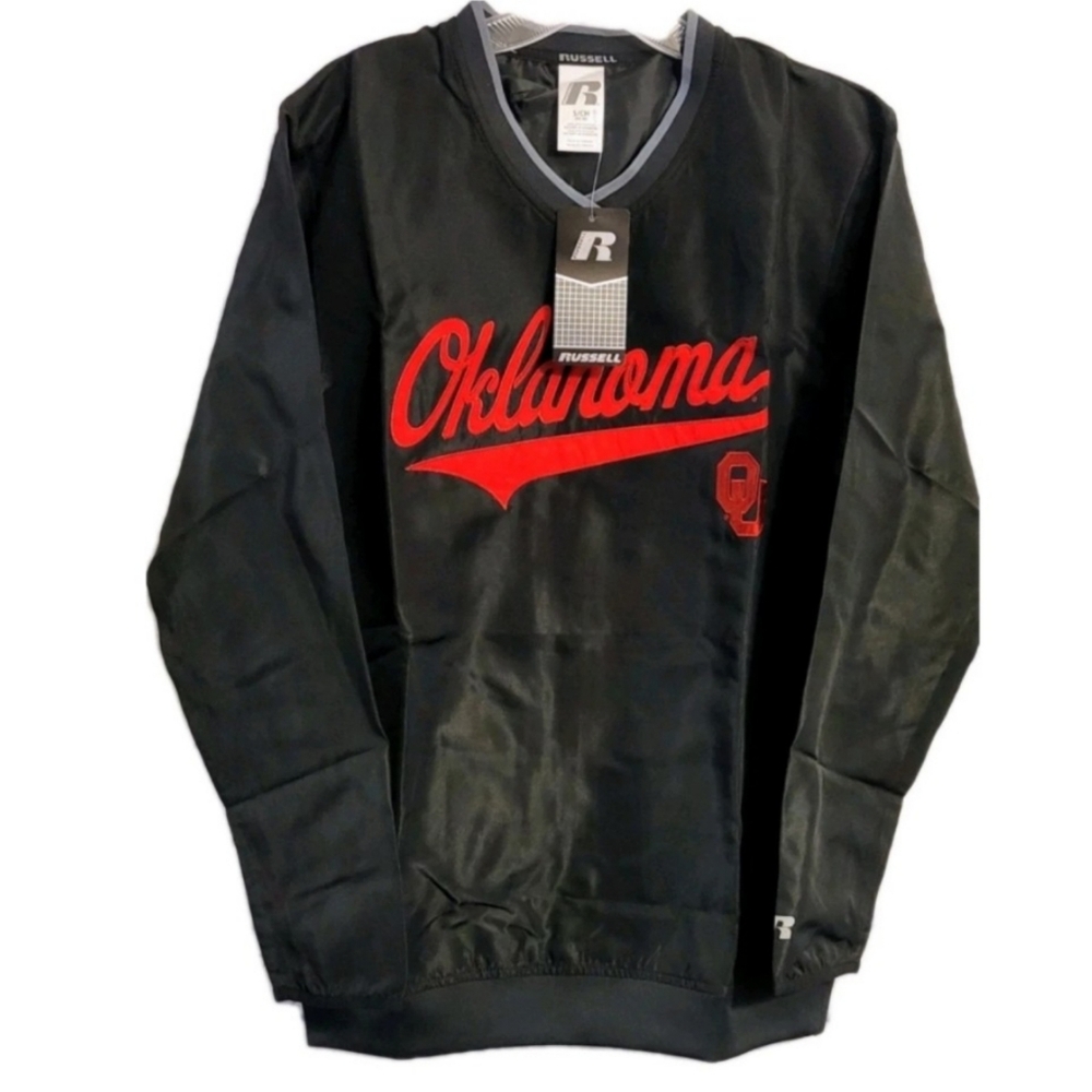 Russell Sport OU Oklahoma Sooners Pullover Windbreaker Black Size S College NWT
